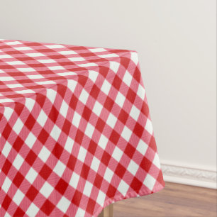 chequered tartan plaid classic red white texture tablecloth