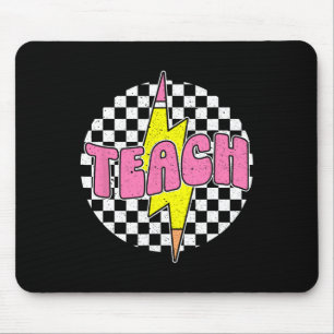 Chequered Teach Pencil Lightning Bolt Back To Scho Mouse Pad