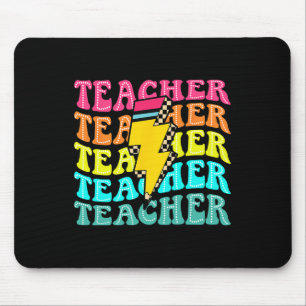 Chequered Teacher Bolt Lightning Back To School Te Mouse Pad