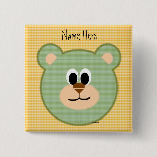 Chequered Teddy Bear 15 Cm Square Badge
