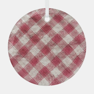 Chequered Textile: Colourful Fabric Background. Glass Tree Decoration