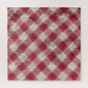 Chequered Textile: Colourful Fabric Background. Jigsaw Puzzle
