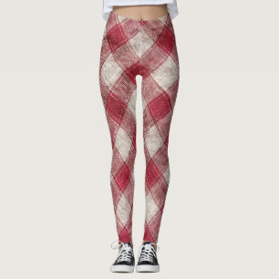 Chequered Textile: Colourful Fabric Background. Leggings