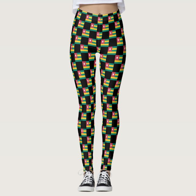 Chequered Togo Flag Pattern  Leggings (Front)