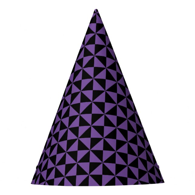 Chequered Triangles Purple Party Hat (Front)