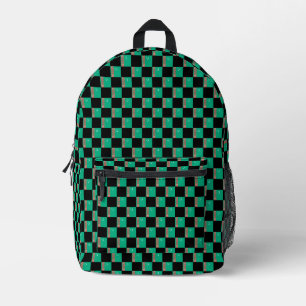 Chequered Turkmenistan Flag Pattern Printed Backpack