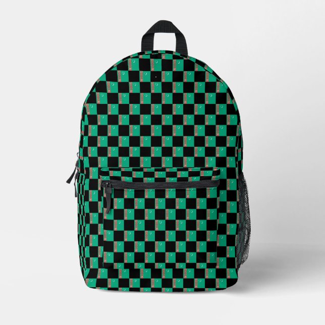Chequered Turkmenistan Flag Pattern  Printed Backpack (Front)