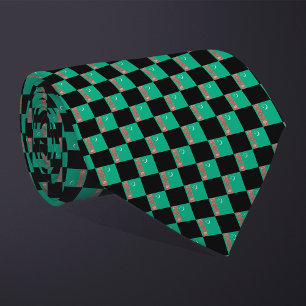 Chequered Turkmenistan Flag Pattern Tie