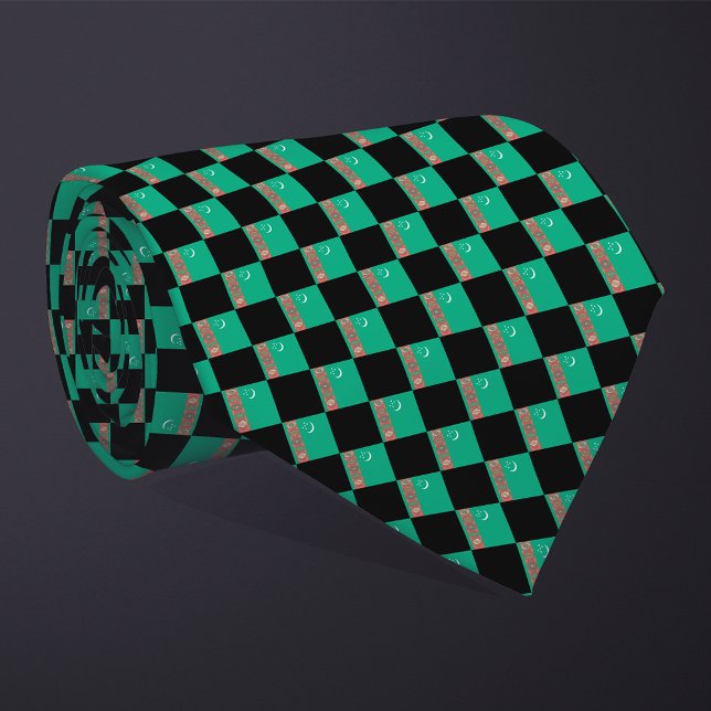 Chequered Turkmenistan Flag Pattern  Tie (Creator Uploaded)