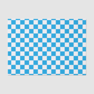 Chequered Turquoise and White Tissue Paper