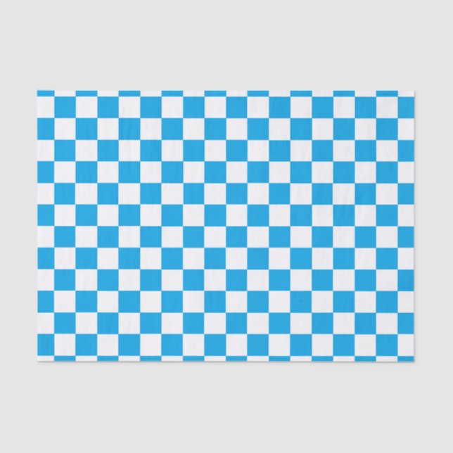 Chequered Turquoise and White Tissue Paper (Front)