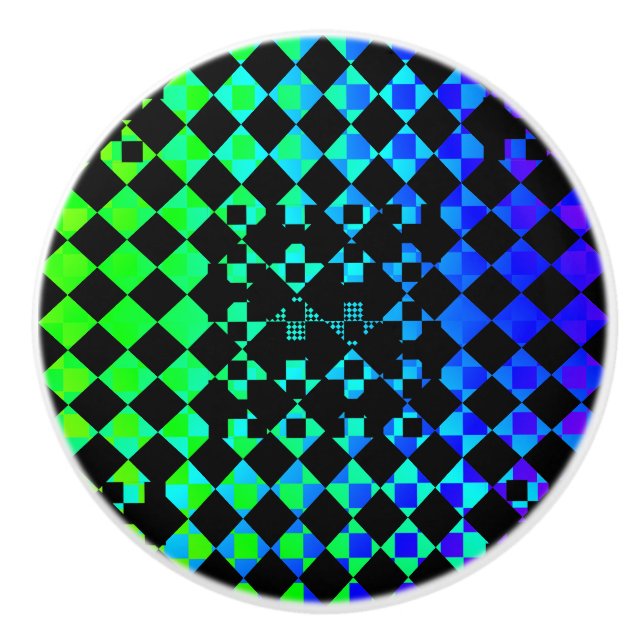 Chequered Twist by Kenneth Yoncich Ceramic Knob (Front)