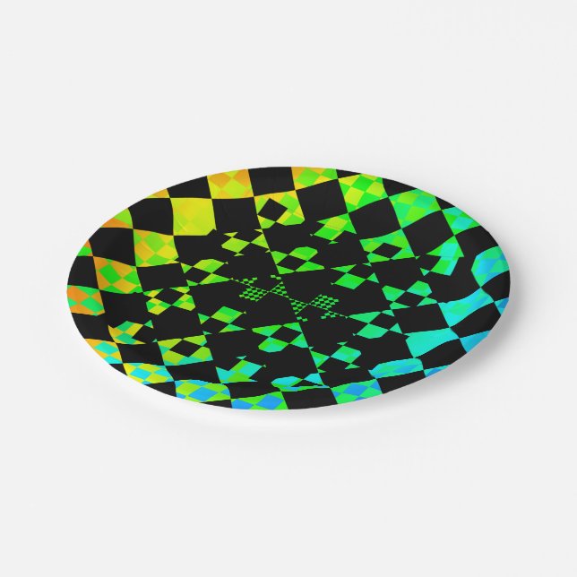 Chequered Twist by Kenneth Yoncich Paper Plate (Angled)