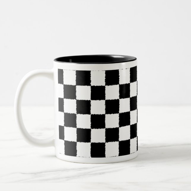Chequered Two-Tone Coffee Mug (Left)