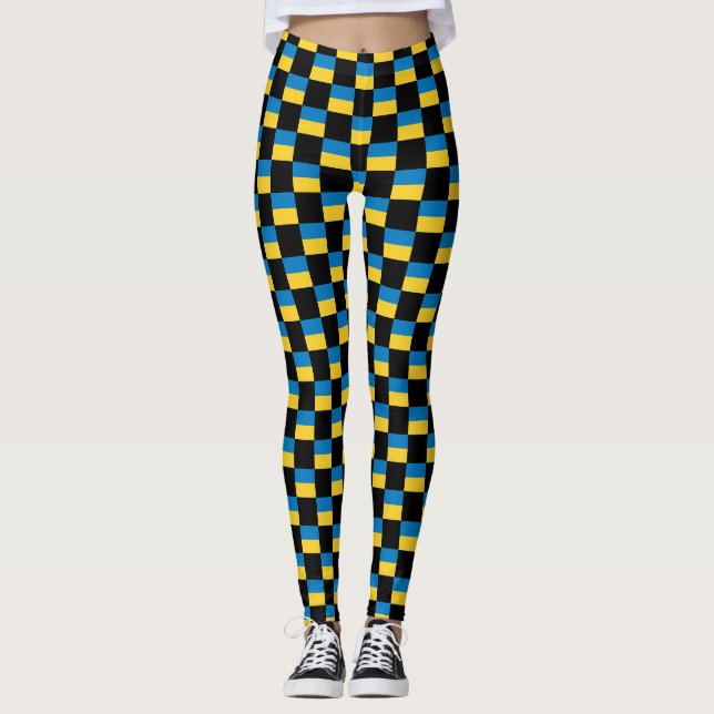 Chequered Ukraine Flag Pattern  Leggings (Front)