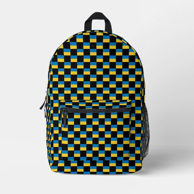 Chequered Ukraine Flag Pattern  Printed Backpack (Front)