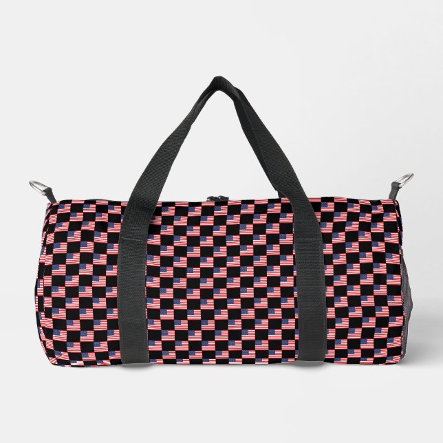 Chequered United States Flag Pattern  Duffle Bag (Front)