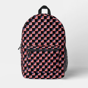 Chequered United States Flag Pattern  Printed Backpack