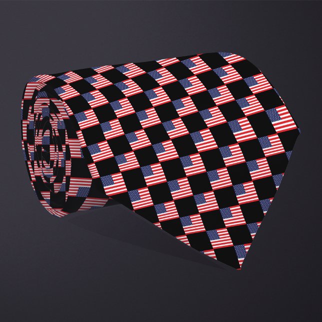 Chequered United States Flag Pattern  Tie (Creator Uploaded)
