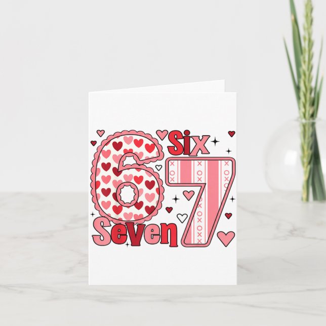 Chequered Valentine Cute Six Seven 6 7 Meme Teens  Card (Front)