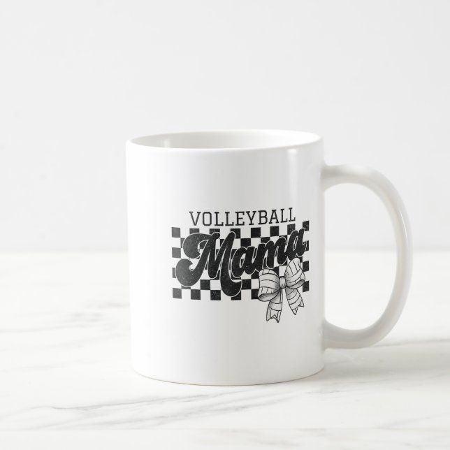 Chequered Volleyball Mama Coquette Bow Volleyball  Coffee Mug (Right)