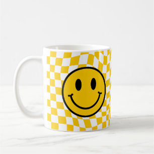 Chequered Wavy Yellow Preppy Smile Coffee Mug