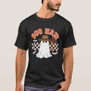 Chequered Western Cowboy Ghost Boo Haw Funny Hallo T-Shirt