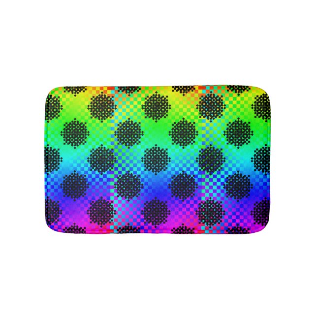 Chequered Wheels by Kenneth Yoncich Bath Mat (Front)
