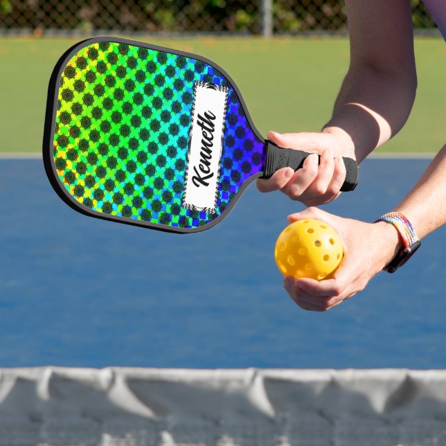 Chequered Wheels by Kenneth Yoncich Pickleball Paddle (Insitu)