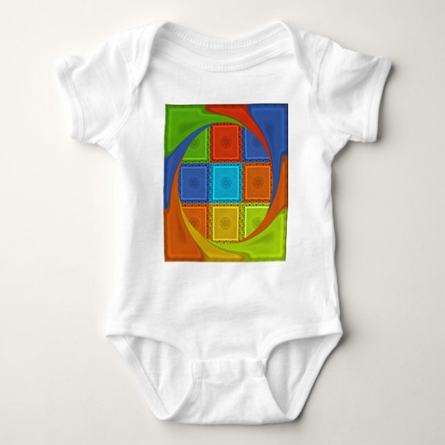Chequered Whirl Art Print Baby Bodysuit (Front)