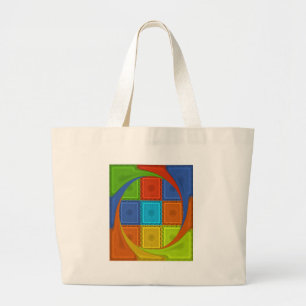 Chequered Whirl Art Print Large Tote Bag
