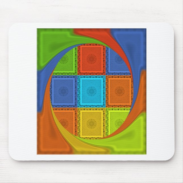 Chequered Whirl Art Print Mouse Pad (Front)