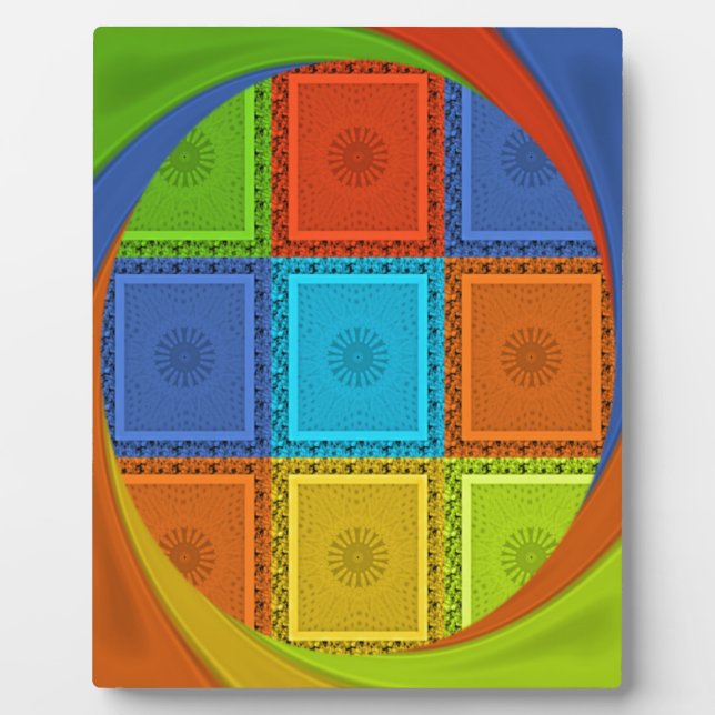 Chequered Whirl Art Print Plaque (Front)