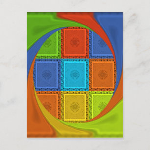 Chequered Whirl Art Print Postcard