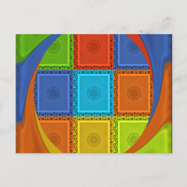 Chequered Whirl Art Print Postcard (Front)