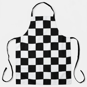 Chequered White and Black Apron