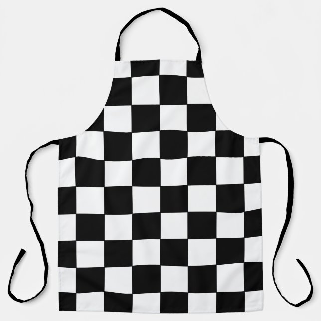 Chequered White and Black  Apron (Front)