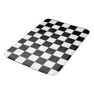 Chequered White and Black  Bath Mat
