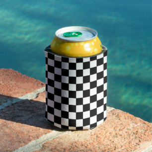 Chequered White and Black  Can Cooler