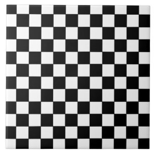 Chequered White and Black  Ceramic Tile