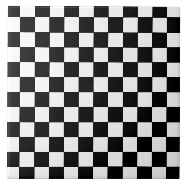 Chequered White and Black  Ceramic Tile (Front)