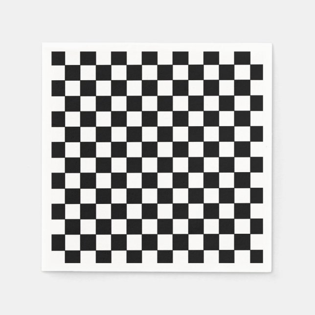 Chequered White and Black  Napkin (Front)