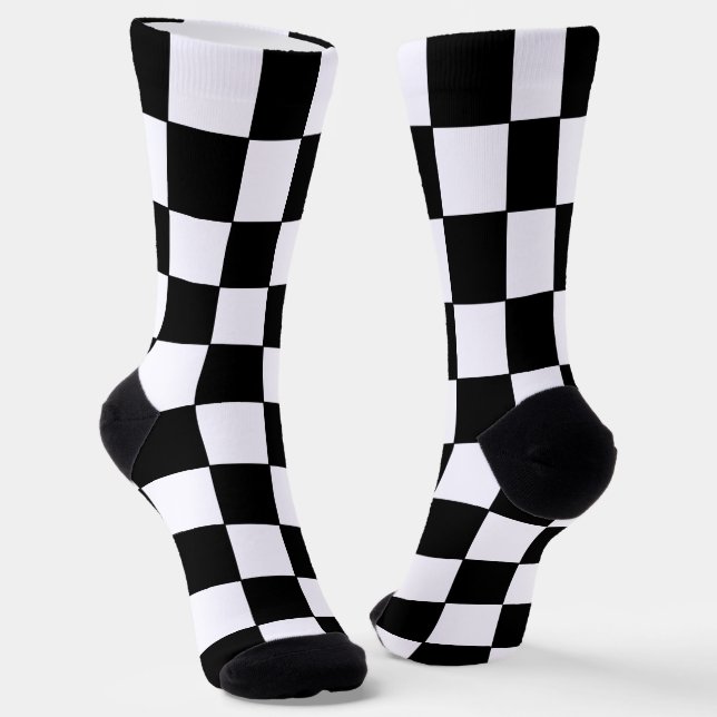 Chequered White and Black  Socks (Angled)