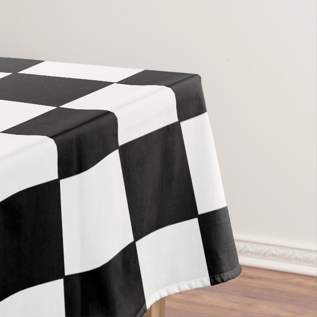 Chequered White and Black  Tablecloth (In Situ)