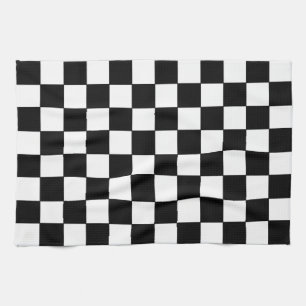 Chequered White and Black  Tea Towel