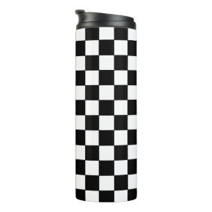 Chequered White and Black Thermal Tumbler