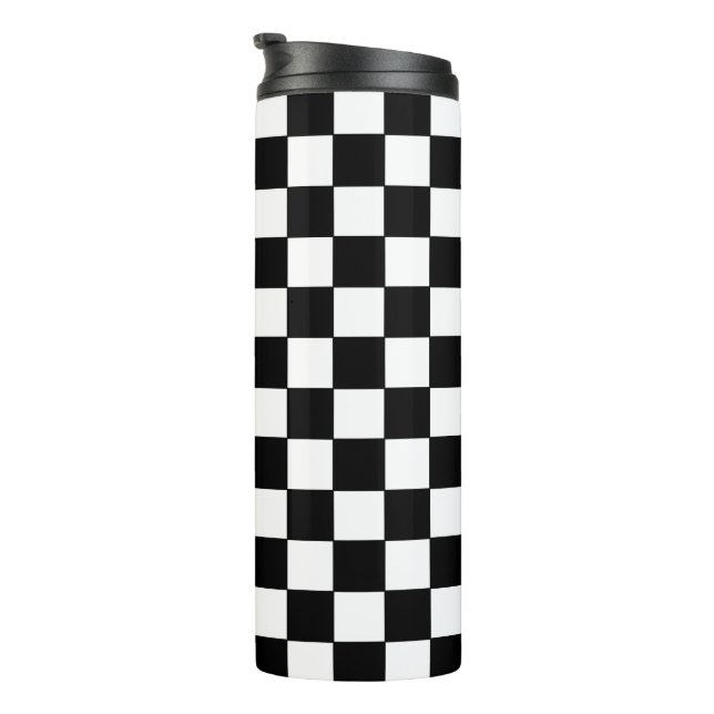 Chequered White and Black  Thermal Tumbler (Rotated Right)