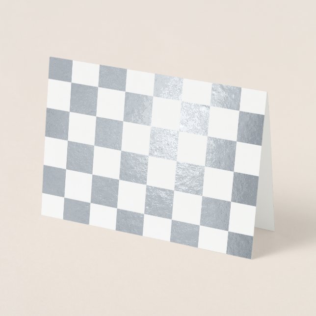 Chequered White and Silver Foil Card (Front)