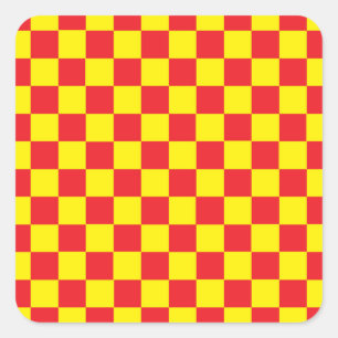Chequered Yellow and Red Square Sticker