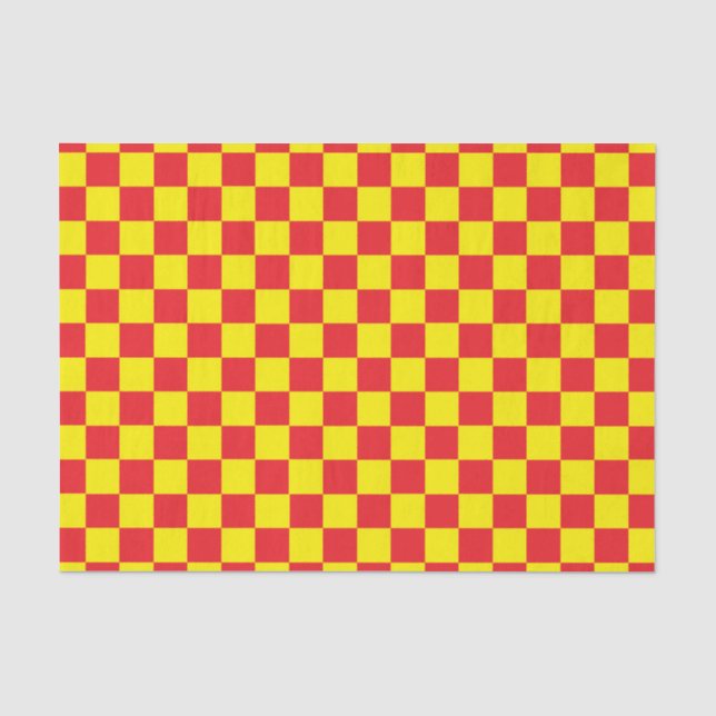 Chequered Yellow and Red Tissue Paper (Front)